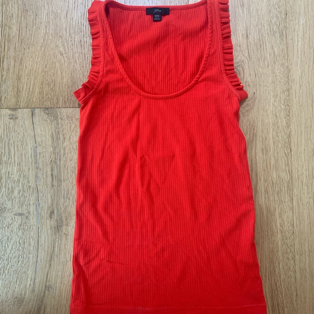 J. Crew Red Ruffled Sleeveless Tank Top XXS